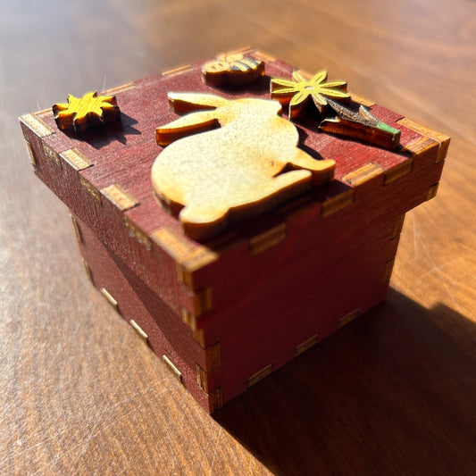 Golden hour bunny and bumble bee tiny treasure box