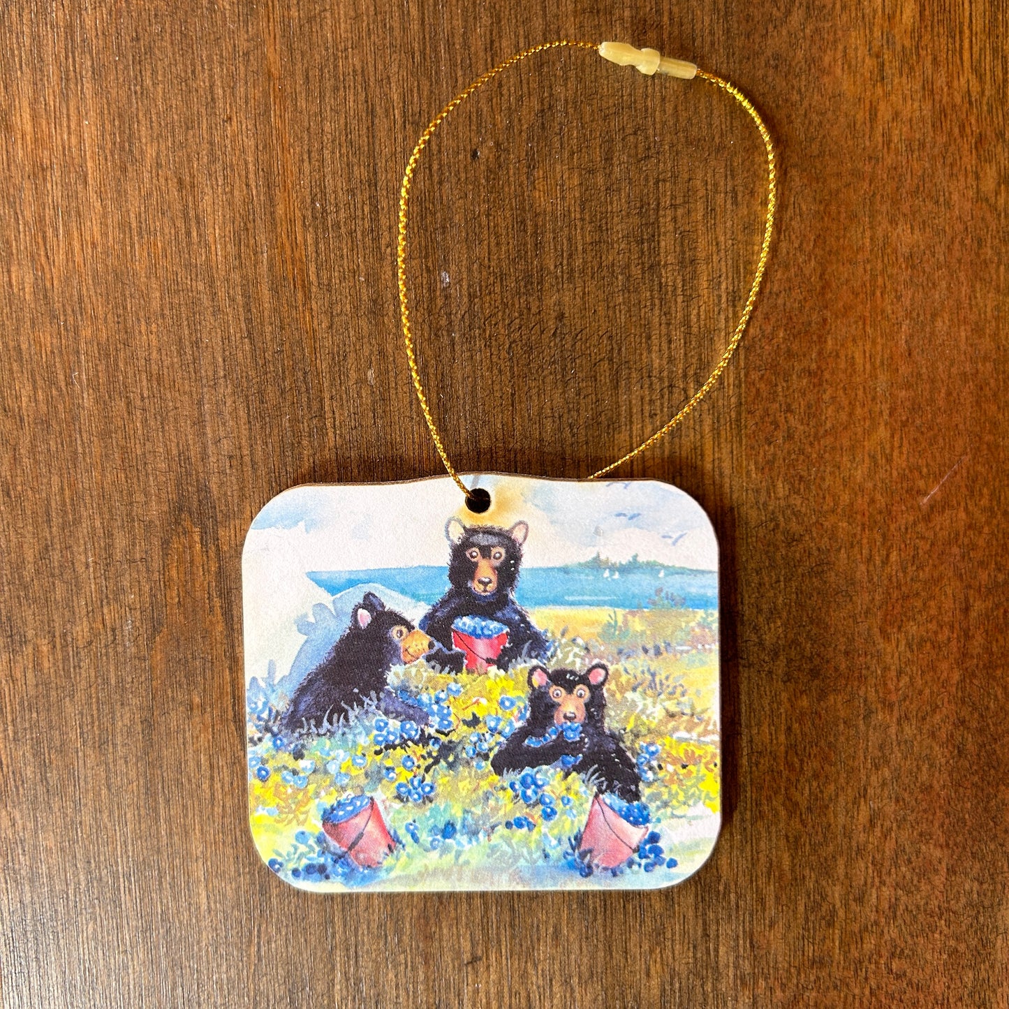 Bears in the blueberries ornament