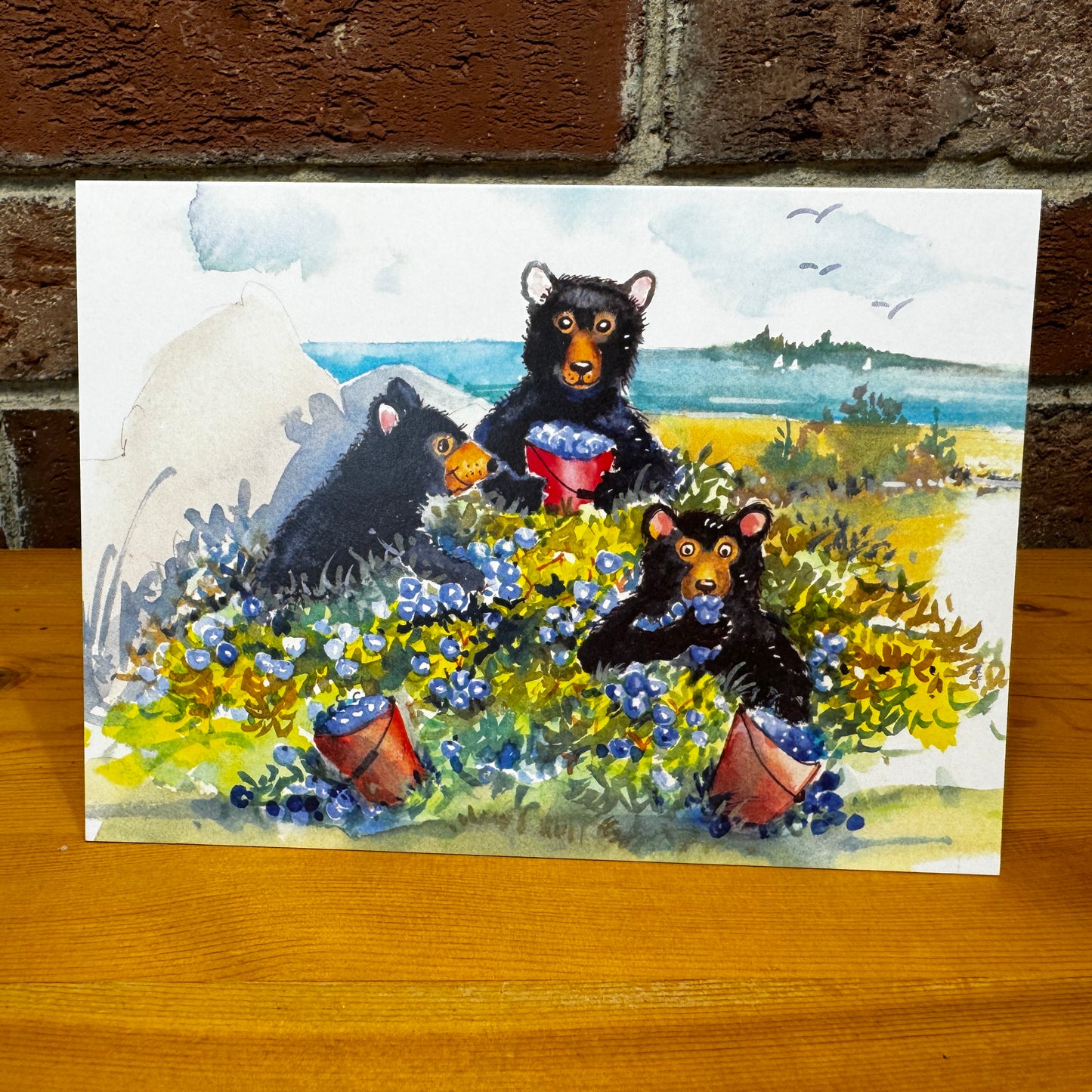 Wild blueberries for bears - Greeting Card with Envelope - Illustration from The Maine Birthday Book