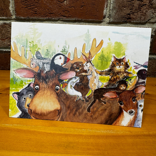 The "Cover" Animals - Greeting Card with Envelope - Illustration from The Maine Birthday Book