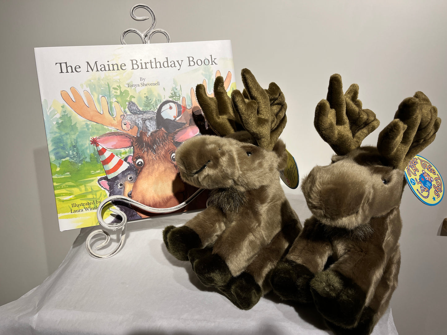 The Maine Birthday Book and Two Stuffed Moose