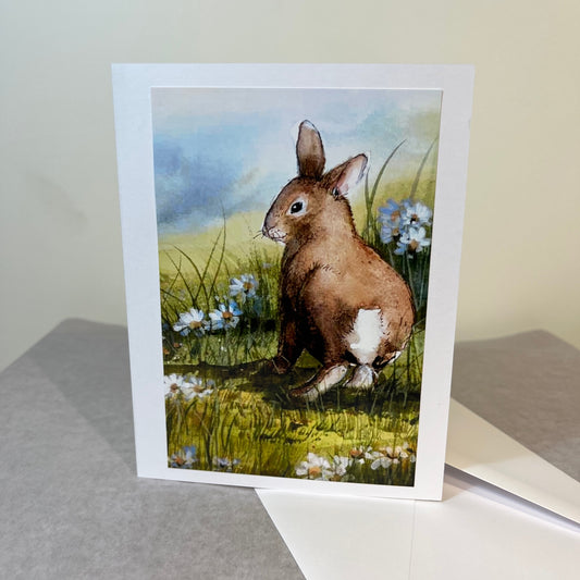 new england cottontail rabbit note card with envelope