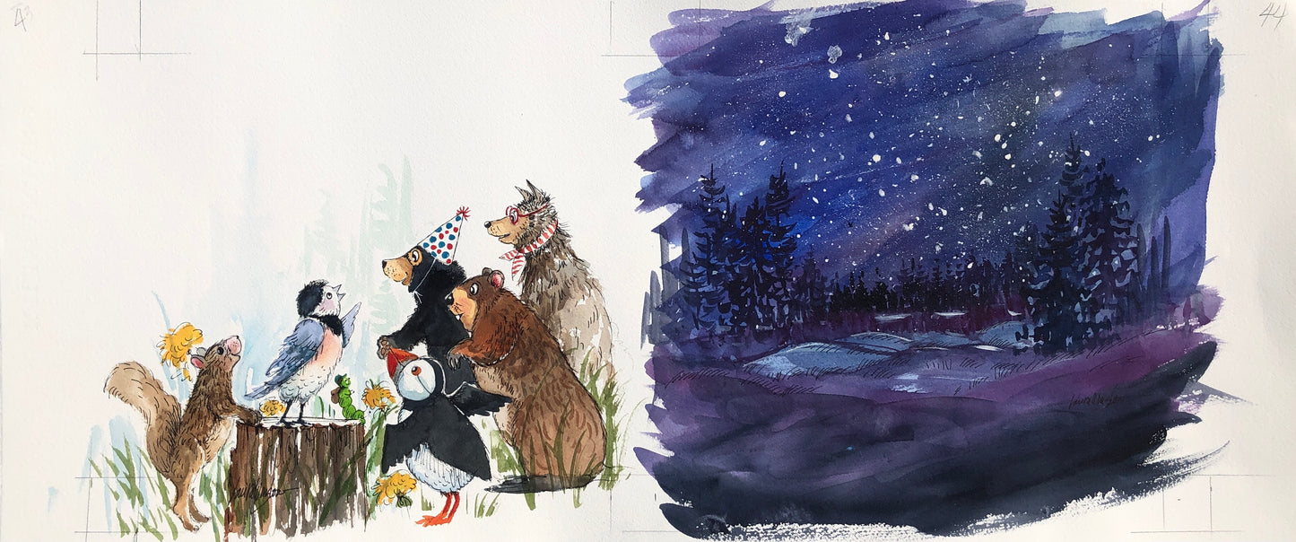 Original Watercolor Painting from the pages of The Maine Birthday Book by Laura Winslow