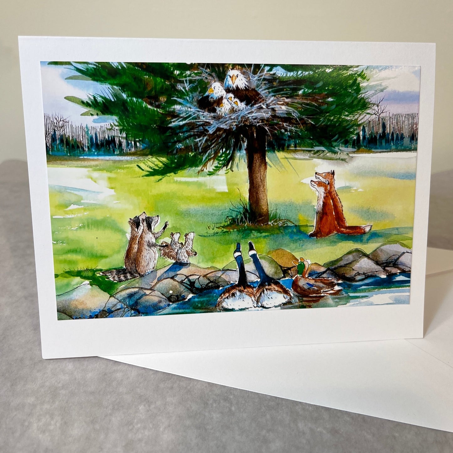 eagles story time with animals gathered photo note card with envelope illustration from Hop Onward Rabbit Rabbit book