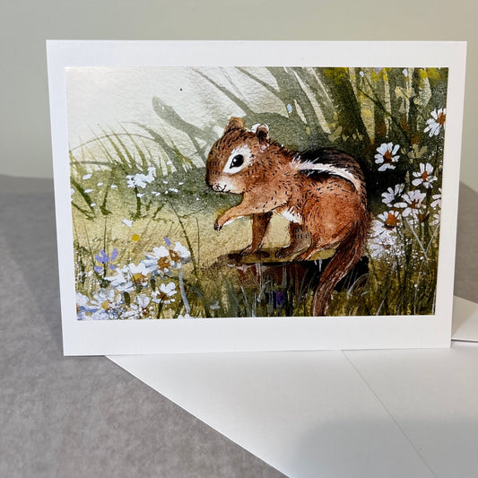 eastern chipmunk photo note card with envelope illustration from Hop Onward Rabbit Rabbit book